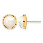 14k 9- White Saltwater Cultured Mabe Pearl Post Earrings
