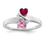 14KW Personalized 2-Name Diamond and Synthetic 2 Stone Couple's Ring