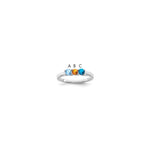 14k White Gold Genuine 3 Stone Mother's Ring