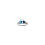 14k White Gold 2 Genuine Stone Family Ring