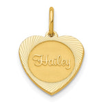 14k Yellow Gold Small Heart Disc Name Charm