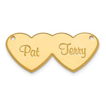 14k Yellow Gold Double Heart Name Plate