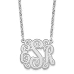 SS/Rhodium-plated Small Polished Etched Outline Monogram Necklace