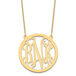 14k Yellow Gold Large Round Monogram Necklace
