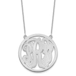 14KW Large Etched Monogram Circle Necklace