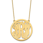 14KY Large Etched Monogram Circle Necklace