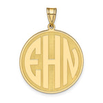14k Yellow Gold Round Block Letter Monogram Pendant