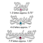 14k White Gold with 14k Rhodium-plated Bezel Birthstone Heart Name Plate