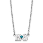 SS/Rhod-plated 2 Initials with 14k Bezel Birthstone Necklace