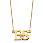 14k YG 2 Initials w/14k/rhodium-plated Bezel Birthstone Necklace