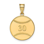 14k Yellow Gold Personalized Baseball Pendant