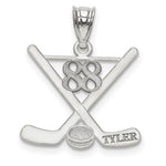 14k White Gold Personalized Hockey Pendant