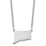 Sterling Silver/Rhodium-plated Connecticut State Necklace