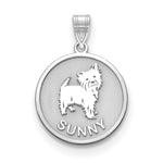 Sterling Silver Rhodium Plated Dog Pendant