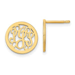 14k Yellow Gold Small Round Monogram Post Earrings
