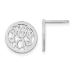 SS/Rhodium-plated Small Round Monogram Post Earrings