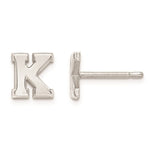 Sterling Silver Rh-plt Laser Polished Initial 2 Letter Post Earrings