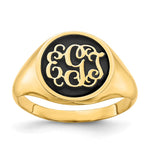SS/Gold-plated Polished with Enameled Background Monogram Ring
