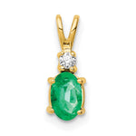 14k 6x Oval Emerald VS Diamond pendant
