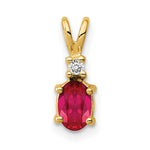 14k 6x Oval Ruby VS Diamond pendant