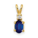 14k 6x Oval Sapphire and VS Diamond Pendant