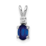 14k White Gold 6x Oval Sapphire A Diamond pendant