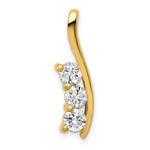 14k Complete 7/8 carat Three-Stone AA Diamond Curved Bar Chain Slide