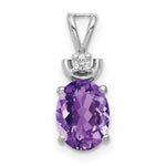 14k White Gold 8x Oval Amethyst A Diamond Pendant