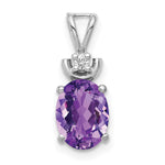 14k White Gold 8x Oval Amethyst and A Diamond Pendant