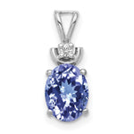 14k White Gold 8x Oval Tanzanite AAA Diamond Pendant