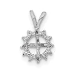 14k White Gold Round Freshwater Cultured Pearl AA Diamond Pendant