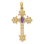 14k 5x Oval Amethyst Cross Pendant