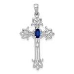 14k White Gold 5x Sapphire Cross Pendant