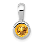14k White Gold Bezel-set Round Citrine Pendant