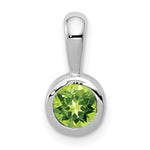 14k White Gold Bezel-set Round Peridot Pendant