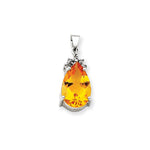 14k White Gold Citrine & Diamond Pendant