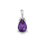 14k White Gold Amethyst & Diamond Pendant
