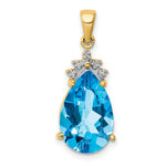 14k Blue Topaz & Diamond Pendant