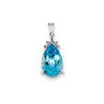 14k White Gold Blue Topaz & Diamond Pendant