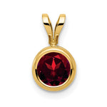 14k Round Garnet Bezel Pendant