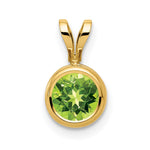 14k Round Peridot Bezel Pendant