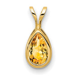 14k 8x Pear Citrine bezel pendant