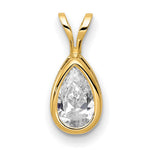 14k 8x Pear Cubic Zirconia bezel pendant