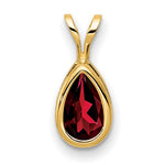 14k 8x Pear Garnet Checker bezel pendant