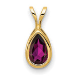 14k 8x Pear Rhodolite Garnet bezel pendant