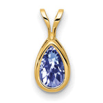 14k 8x Pear Tanzanite bezel pendant
