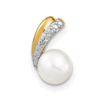 14k 6- White Round Freshwater Cultured Pearl and Diamond Pendant