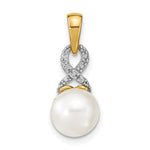 14k 7- Freshwater Cultured Pearl and Diamond Pendant