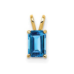 14k 6x Emerald-cut Blue Topaz Pendant