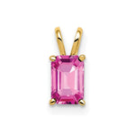 14k 6x Emerald Cut Pink Sapphire Pendant